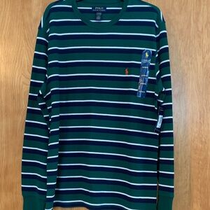 NWT Polo Ralph Lauren Striped Thermal Long Sleeve Shirt XL Y2K